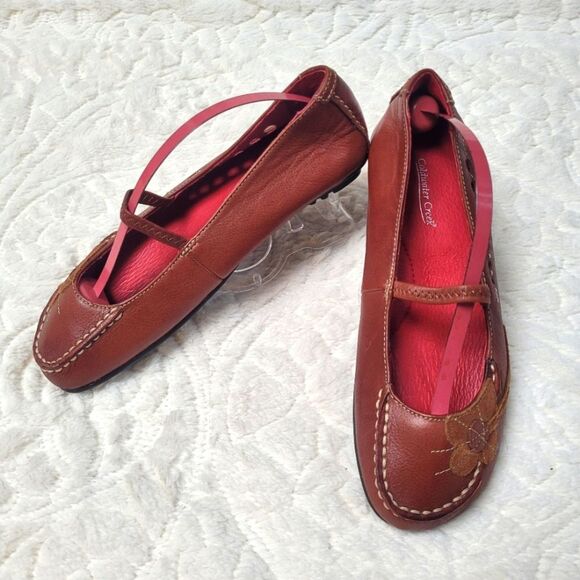 Coldwater Creek Ballet Flats Mary Jane Style Leather Suede Floral Cutout Size 6M - Picture 5 of 12